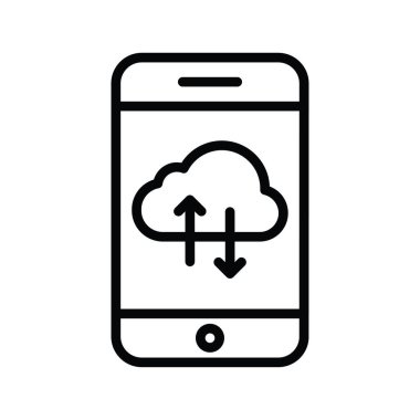 Cloud Phone vektör anahatları Simge Tasarımı illüstrasyonu. Beyaz arkaplan EPS 10 Dosyasında Bulut hesaplama simgesi