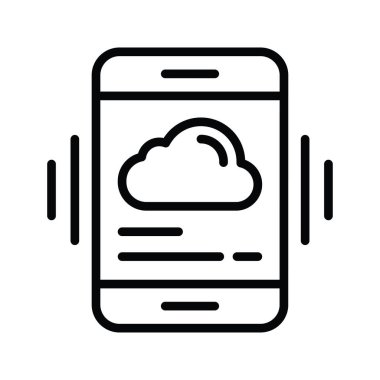 Cloud Phone vektör anahatları Simge Tasarımı illüstrasyonu. Beyaz arkaplan EPS 10 Dosyasında Bulut hesaplama simgesi