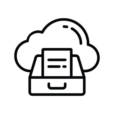 Bulut Çekmecesi vektör taslağı Simge Tasarımı illüstrasyonu. Beyaz arkaplan EPS 10 Dosyasında Bulut hesaplama simgesi