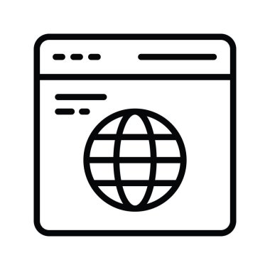 Web Tarayıcı ana hatları Simge Tasarımı illüstrasyonu. Beyaz arkaplan EPS 10 Dosyasında Bulut hesaplama simgesi