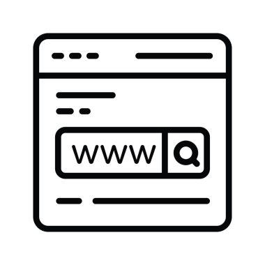 Www vektör ana hatları Simge Tasarım illüstrasyonu. Beyaz arkaplan EPS 10 Dosyasında Bulut hesaplama simgesi