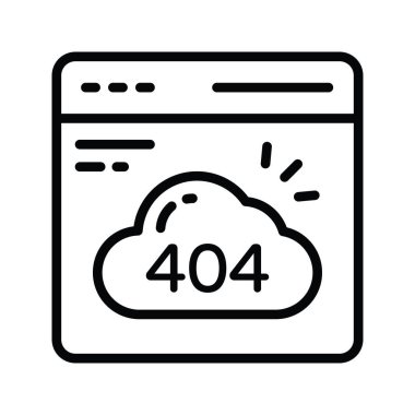 Hata 404 vektör taslağı Simge Tasarımı illüstrasyonu. Beyaz arkaplan EPS 10 Dosyasında Bulut hesaplama simgesi