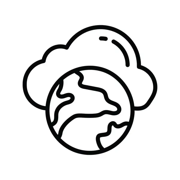 Global Cloud Διανυσματικό Περίγραμμα Εικονίδιο Σχεδιασμός Εικόνα Σύμβολο Υπολογιστικών Νεφών — Διανυσματικό Αρχείο
