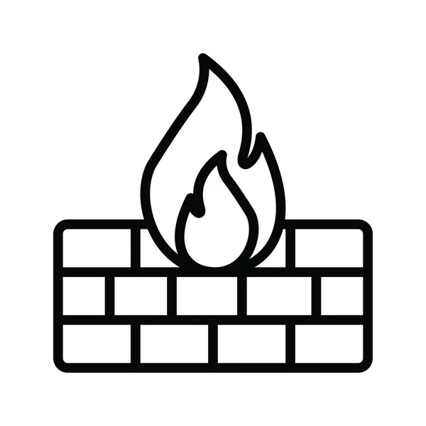 Firewall Vector Outline Icon Design Illustration Símbolo Computação Nuvem Fundo — Vetor de Stock