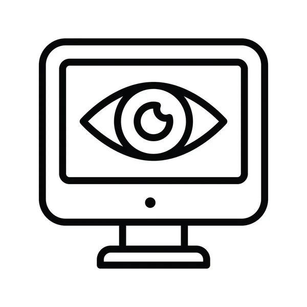 Cyber Monitoring Vector Outline Icon Design Illustration Inglês Símbolo Computação — Vetor de Stock