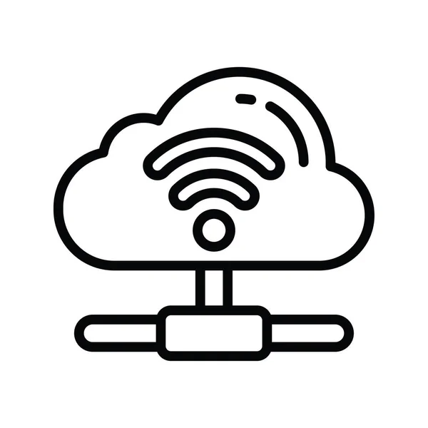 Cloud Connections Vector Outline Icon Design Illustration Símbolo Computação Nuvem —  Vetores de Stock