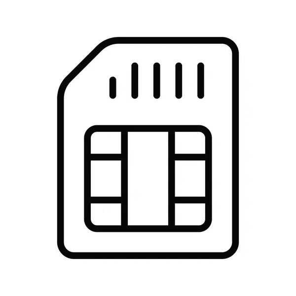 Sim Card Vektör Anahatları Simge Tasarım Çizimi Beyaz Arkaplan Eps — Stok Vektör
