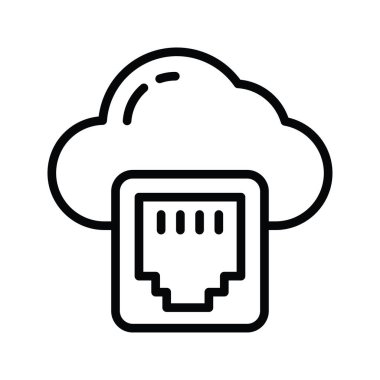 Bulut Portu vektör anahatları Simge Tasarımı illüstrasyonu. Beyaz arkaplan EPS 10 Dosyasında Bulut hesaplama simgesi