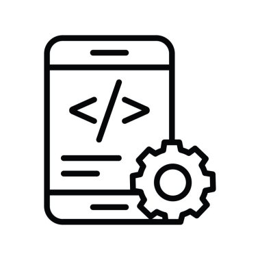 Uygulama Geliştirme vektörü ana hatları Simge Tasarımı illüstrasyonu. Beyaz arkaplan EPS 10 Dosyasında Bulut hesaplama simgesi