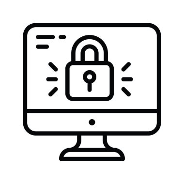 Ekran Kilidi vektör taslağı Simge Tasarımı illüstrasyonu. Beyaz arkaplan EPS 10 Dosyasında Bulut hesaplama simgesi