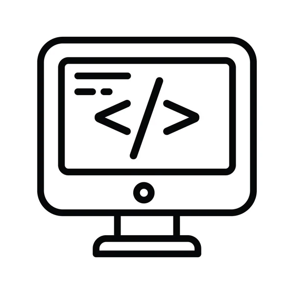 Κωδικοποίηση Διανυσματικό Περίγραμμα Εικονίδιο Σχεδιασμός Εικόνα Σύμβολο Υπολογιστικών Νεφών Άσπρο — Διανυσματικό Αρχείο