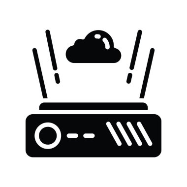 Holografik Depolama vektörü katı Simge Tasarımı çizimi. Beyaz arkaplan EPS 10 Dosyasında Bulut hesaplama simgesi