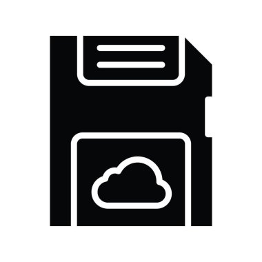 Disket vektörü katı Simge Tasarımı çizimi. Beyaz arkaplan EPS 10 Dosyasında Bulut hesaplama simgesi