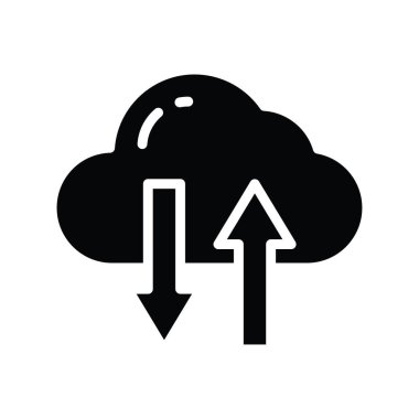 Bulut Transfer vektörü katı Simge Tasarımı çizimi. Beyaz arkaplan EPS 10 Dosyasında Bulut hesaplama simgesi
