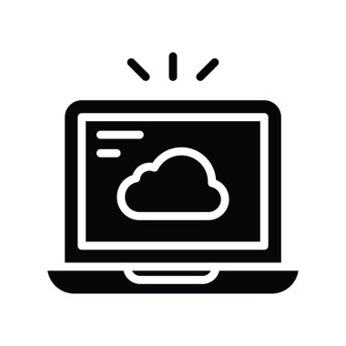 Bulut sunucu vektörü katı simge tasarımı çizimi. Beyaz arkaplan EPS 10 Dosyasında Bulut hesaplama simgesi