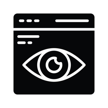 Web İzleme Vektörü Katı Simge Tasarım Çizimi. Beyaz arkaplan EPS 10 Dosyasında Bulut hesaplama simgesi