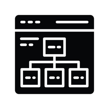 Hiyerarşi vektörü katı Simge Tasarım çizimi. Beyaz arkaplan EPS 10 Dosyasında Bulut hesaplama simgesi