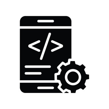 Uygulama Geliştirme vektörü katı Simge Tasarım çizimi. Beyaz arkaplan EPS 10 Dosyasında Bulut hesaplama simgesi