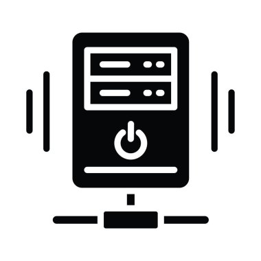 Sunucu vektörü katı Simge Tasarımı çizimi. Beyaz arkaplan EPS 10 Dosyasında Bulut hesaplama simgesi