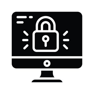 Ekran Kilidi vektörü katı Simge Tasarımı çizimi. Beyaz arkaplan EPS 10 Dosyasında Bulut hesaplama simgesi