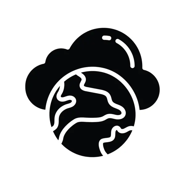 Ilustrasi Global Cloud Vector Solid Icon Design Simbol Komputasi Awan - Stok Vektor
