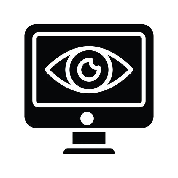 Cyber Monitoring Vector Solid Icon Design Illustration Símbolo Computação Nuvem — Vetor de Stock
