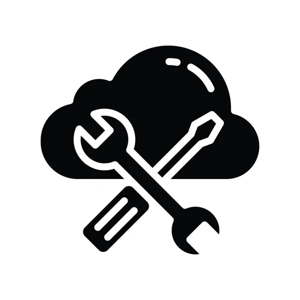 Cloud Tool Vektor Pevný Icon Design Ilustrace Symbol Pro Výpočet — Stockový vektor