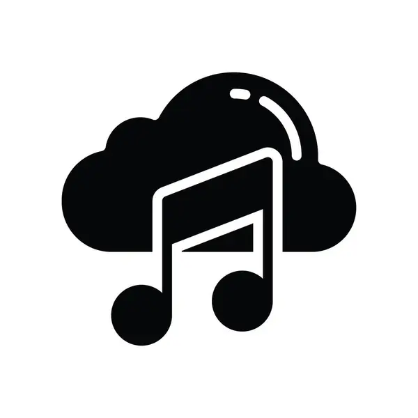 Cloud Music Vector Solid Icon Design Illustration Cloud Computing Symbol — Stock Vector