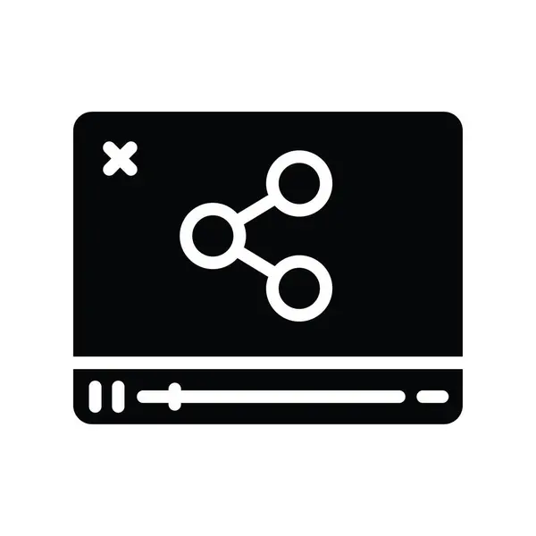 Video Compartir Vector Sólido Icono Diseño Ilustración Símbolo Computación Nube — Vector de stock