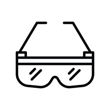 Güvenlik Gözlüğü vektör anahatları Simge Tasarım çizimi. Beyaz arkaplan EPS 10 Dosyasında Mühendislik Sembolü