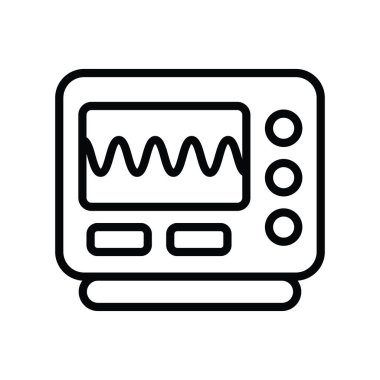 Oscilloscope vektör anahatları Simge Tasarımı çizimi. Beyaz arkaplan EPS 10 Dosyasında Mühendislik Sembolü