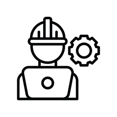 Çevrimiçi Mekanik vektör taslağı Simge Tasarımı illüstrasyonu. Beyaz arkaplan EPS 10 Dosyasında Mühendislik Sembolü