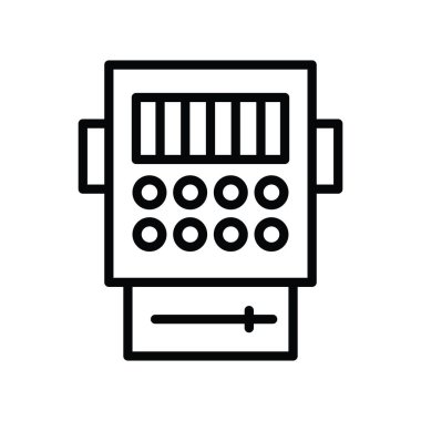 Metre okuyucu vektör anahatları Simge Tasarımı illüstrasyonu. Beyaz arkaplan EPS 10 Dosyasında Mühendislik Sembolü