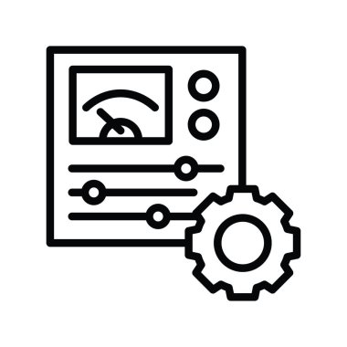 Sistem Kontrol vektörü ana hatları Simge Tasarımı illüstrasyonu. Beyaz arkaplan EPS 10 Dosyasında Mühendislik Sembolü