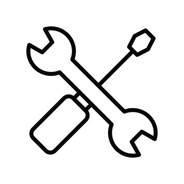 Inženýrské Nástroje Vektorové Osnovy Ikona Design Ilustrace Strojírenský Symbol Bílém — Stockový vektor