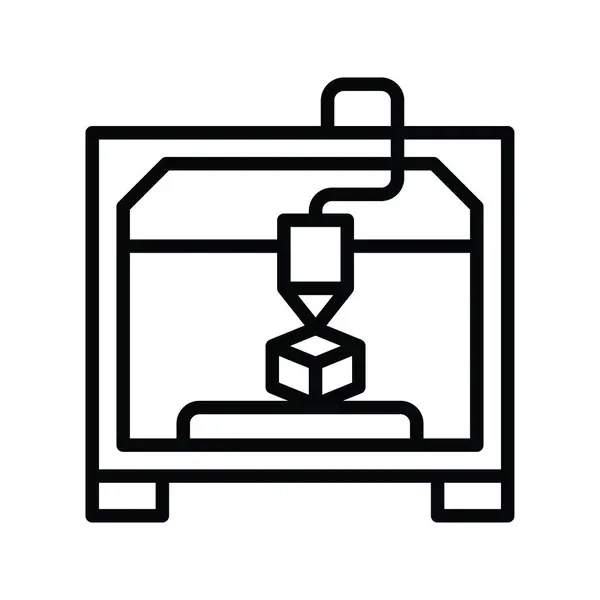 Векторный Контур Принтера Иконка Дизайн Иллюстрации Инженерный Символ Белом Фоне — стоковый вектор