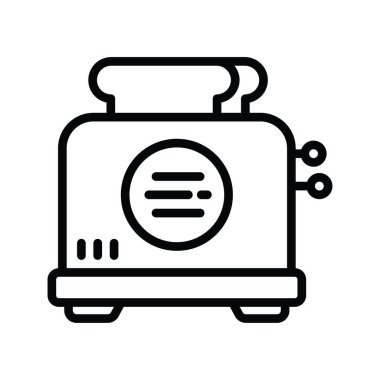 Tost makinesi vektörü ana hatları Simge Tasarım çizimi. Beyaz arkaplan EPS 10 Dosyasında Temizlik Sembolü