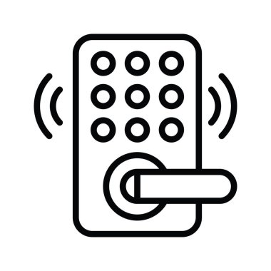 Akıllı Kilit vektör taslağı Simge Tasarımı illüstrasyonu. Beyaz arkaplan EPS 10 Dosyasında Temizlik Sembolü