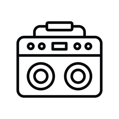 Teyp kaydedici vektör ana hatları Simge Tasarım illüstrasyonu. Beyaz arkaplan EPS 10 Dosyasında Temizlik Sembolü