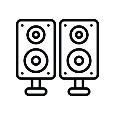 Hoparlörler Simge Tasarımı illüstrasyonunu ana hatlarıyla belirler. Beyaz arkaplan EPS 10 Dosyasında Temizlik Sembolü