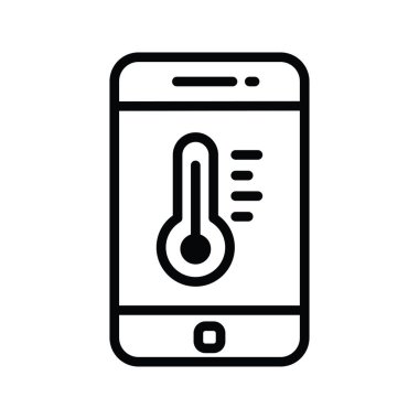 Telefon Sıcaklığı vektör anahatları Simge Tasarımı illüstrasyonu. Beyaz arkaplan EPS 10 Dosyasında Temizlik Sembolü