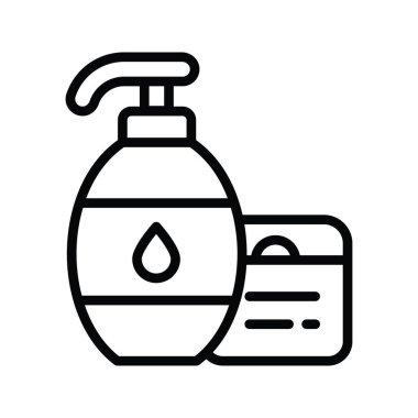 Losyon vektör anahatları Simge Tasarım çizimi. Beyaz arkaplan EPS 10 Dosyasında Temizlik Sembolü