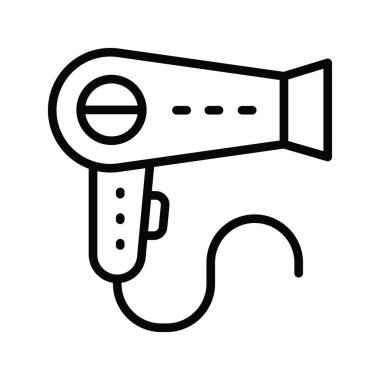 Saç Kurutucu vektör taslağı Simge Tasarımı çizimi. Beyaz arkaplan EPS 10 Dosyasında Temizlik Sembolü