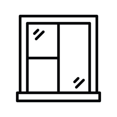 Glass Window vektör taslağı Simge Tasarımı çizimi. Beyaz arkaplan EPS 10 Dosyasında Temizlik Sembolü