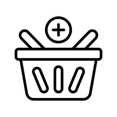 Sepet vektörü ana hatları Simge Tasarımı illüstrasyonu. Beyaz arkaplan EPS 10 Dosyasında Temizlik Sembolü