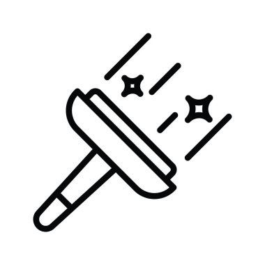 Temizlik Fırçası vektör anahatları Simge Tasarımı illüstrasyonu. Beyaz arkaplan EPS 10 Dosyasında Temizlik Sembolü