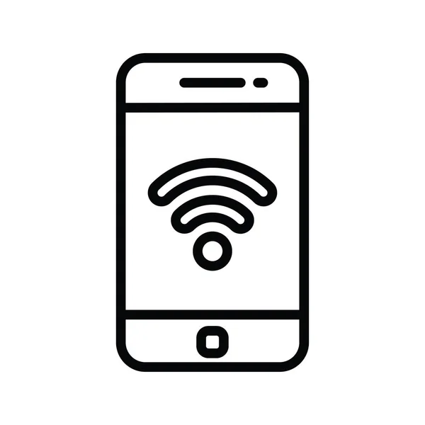 Téléphone Wifi Contour Vectoriel Icône Design Illustration Symbole Entretien Sur — Image vectorielle