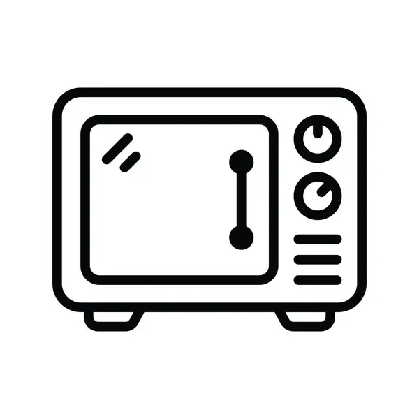 Mikrohullámú Sütő Vektor Vázlat Ikon Design Illusztráció Housekeeping Symbol Fehér — Stock Vector