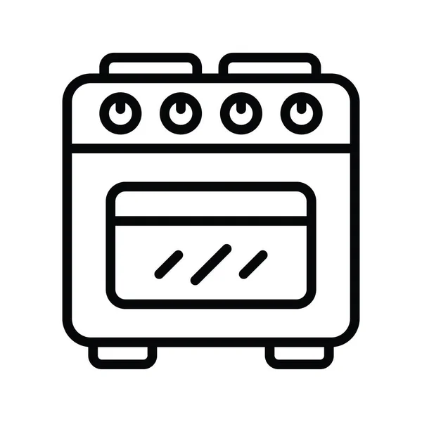 Főzési Tartomány Vektor Körvonala Icon Design Illusztráció Housekeeping Symbol Fehér — Stock Vector