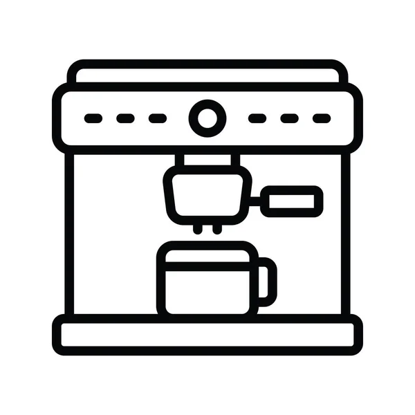 Coffee Maker Vector Outline Icon Design Illustration Housekeeping Symbol White — Stock Vector